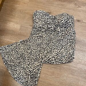 Strapless Leopard Print Maternity Swimsuit